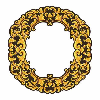 Isolated borders or frames ornament. Ornamental elements for your designs. Black and gold colors. Floral carving decoration for postcards or invitations for social media.