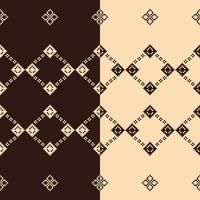 Traditional black ethnic motifs ikat geometric fabric pattern cross stitch.Ikat embroidery Ethnic oriental Pixel brown background.Abstract,illustration. Texture,decoration,wallpaper. vector