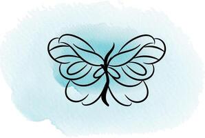 a butterfly drawing with a blue background with a butterfly on it vector