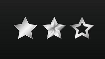 Clip art of set of 3 stars in metal silver vector