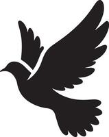 Flying Dove silhouette Pigeon black icon on white background vector