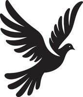 Flying Dove silhouette Pigeon black icon on white background vector