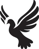 Flying Dove silhouette Pigeon black icon on white background vector