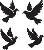 Flying Dove silhouette Pigeon black icon on white background vector