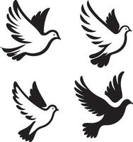 Flying Dove silhouette Pigeon black icon on white background vector