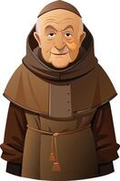 Elderly person dressed as a friar vector