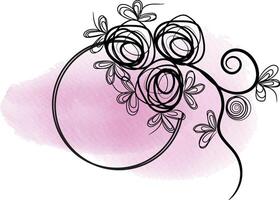 realistic hand drawn flowers with blank banner vector