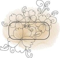 realistic hand drawn flowers with blank banner vector