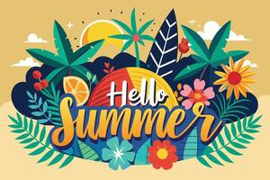 Hello Summer Vibrant Summertime Illustration vector