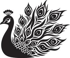 Peacock bird animal face silhouette illustration. vector