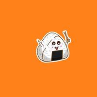 Illustration of sticker cartoon onigiri vector