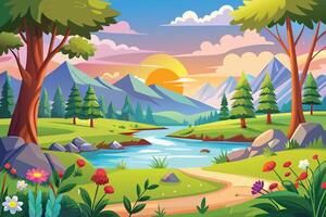 Serene Summer Landscape Nature Background vector