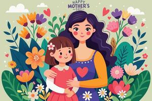 Happy Mother's Day Celebration with Mother and Child vector