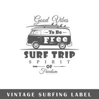 Surfing label isolated on white background vector