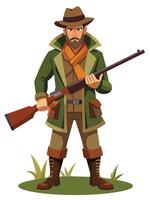 cazador con rifle y adecuado ropa- vector