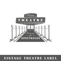 Theatre label isolated on white background vector