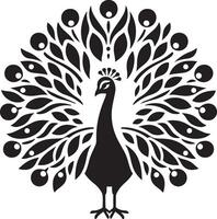 Peacock bird animal silhouette illustration. vector
