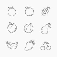 Fruits doodle line illustration vector