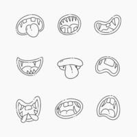 Monster mouth doodle line illustration vector