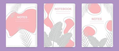 Minimal set of abstract creative universal art notebook templates. Elegant botanical design. Suitable for planner, brochure, book, catalog and other graphic design. vector