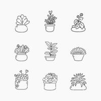 Plant in pot doodle line illustration vector