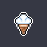 vanilla ice cream cone in pixel art style vector