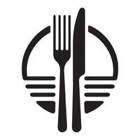 minimalista tenedor y cuchillo logo vector