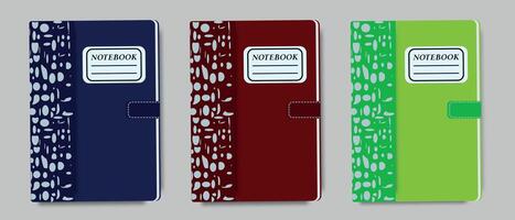 A set of stylish luxury branded notebooks. Banner design for business and school. Template for notepads, diaries and other stationery. Work concept. vector