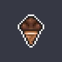 chocolate ice cream in pixel art style vector