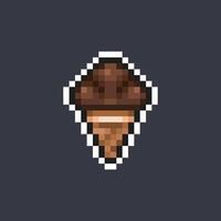 chocolate ice cream in pixel art style vector