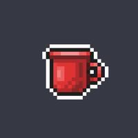 red mug glass in pixel art style vector