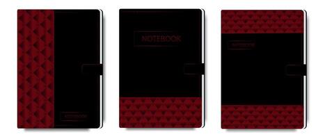 A set of stylish luxury branded notebooks in red and black tones. Banner design for business and school. Template for notebooks, diaries and other office supplies. vector