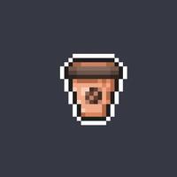 coffee cup in pixel art style vector