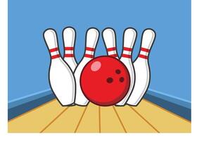 Bowling ball game with the pins. Illustration of bowling vector