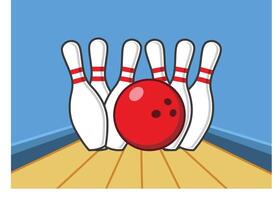 Bowling ball game with the pins. Illustration of bowling vector
