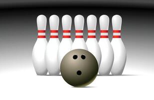 Bowling ball game with the pins. Illustration of bowling vector