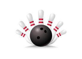 Bowling ball game with the pins. Illustration of bowling vector