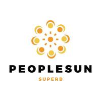 People Sun Icon Logo Design Template vector