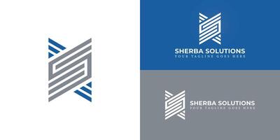 Abstract initial strips letter S or SS logo in blue-silver color isolated on multiple background colors. The logo is suitable for business and consulting company logo design inspiration templates. vector