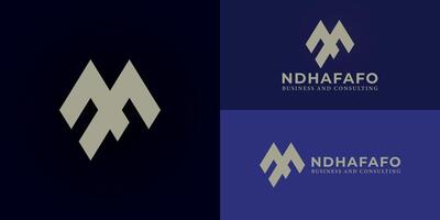 Abstract initial mountain letter NF or FN logo in white beige color isolated on multiple background colors. The logo is suitable for business and consulting company logo design inspiration templates. vector