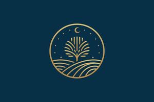 Starry Night Orchard Tree Logo Abstract Luxury Brand Identity vector