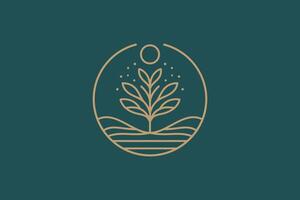 Botanical Nature Flourish Harmony in Sustainable Growth Under The Sun Logo vector