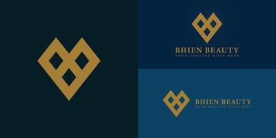 Abstract initial diamond letter B or BB logo in luxury gold color isolated on multiple background colors. The logo is suitable for beauty and cosmetic product logo design inspiration templates. vector