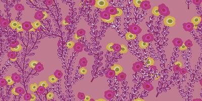 a pink and yellow floral pattern on a pink background vector