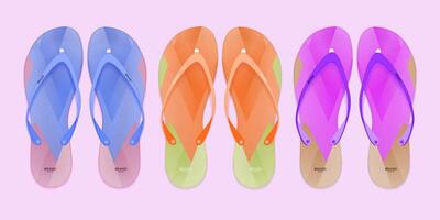 Slippers illustration set. Cartoon flat home warm comfortable bedroom shoes for man woman vector