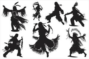 Traditional Native dances and music performance silhouettes, Set of silhouettes of Indian dance, Indian classical dance Dance in India Dance Dresses vector