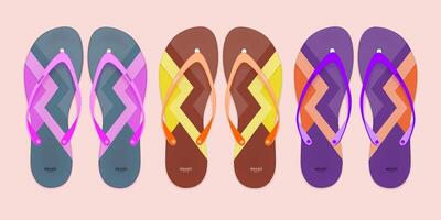 Slippers illustration set. Cartoon flat home warm comfortable bedroom shoes for man woman vector