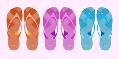 Slippers illustration set. Cartoon flat home warm comfortable bedroom shoes for man woman vector