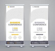 Corporate conference roll-up banners, business conference seminar, company marketing advertisement roll-up banner design, business rollup banners for marketing vector