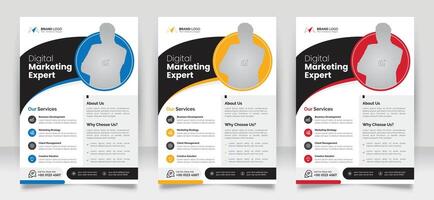 Corporate flyer design template, Creative digital marketing flyer template, Modern business flyer, Marketing advertising magazine poster flyer a4 print design. vector